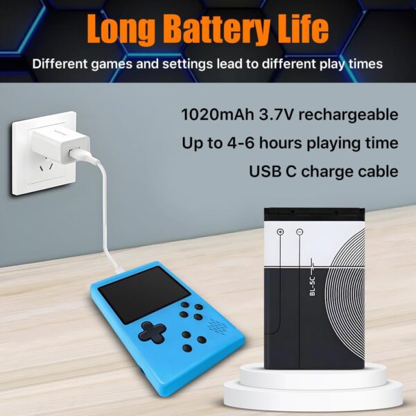 Handheld Game Console for Kids - 500 Retro Video Games - 3.0" LCD Screen - Portable Game Player with Rechargeable Battery - Mini Electronic Toy Gift for Boys and Girls - Image 4