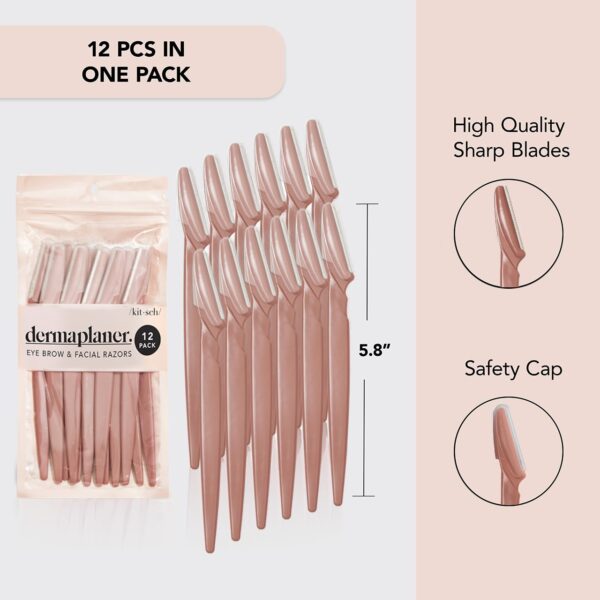 Kitsch Dermaplaning Tool - Face Razors for Women and Men, Eyebrow Trimmer & Face Shaver for Women, Facial Hair Removal for Women and Men, Dermaplane Razor for Women Face, 12 pc (Terracotta) - Image 3