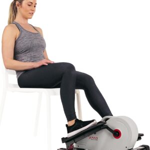 Sunny Health & Fitness Sitting Under Desk Elliptical Exerciser, Portable Pedal Training Machine for Senior Exercise, Peddler for Home/Office Workout, Optional Magnetic, Motorized, Connected or In Pink