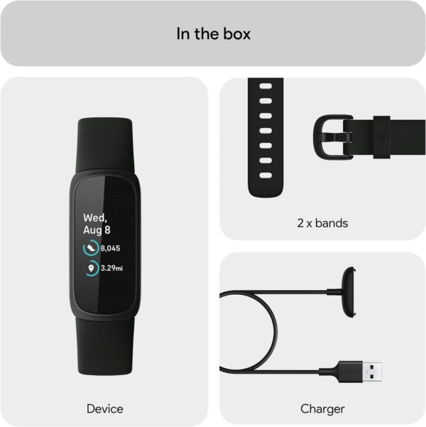 Fitbit Inspire 3 Health &-Fitness-Tracker with Stress Management, Workout Intensity, Sleep Tracking, 24/7 Heart Rate and more, Midnight Zen/Black One Size (S & L Bands Included) - Image 7