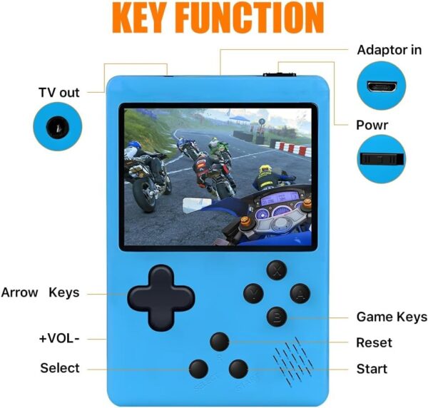 Handheld Game Console for Kids - 500 Retro Video Games - 3.0" LCD Screen - Portable Game Player with Rechargeable Battery - Mini Electronic Toy Gift for Boys and Girls - Image 2