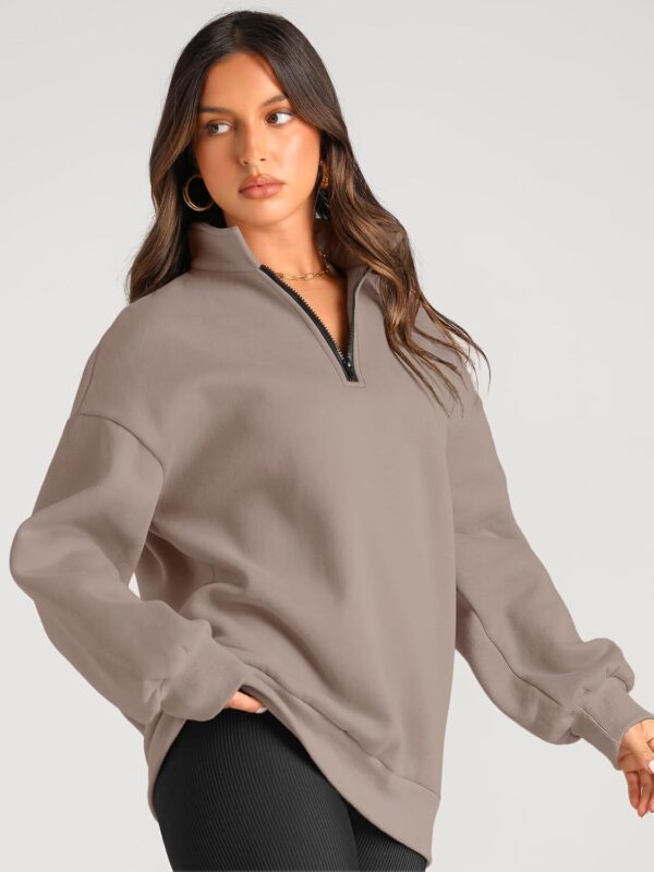 Trendy Queen Womens Oversized Sweatshirts Fall Fashion Hoodies Half Zip Pullover Long Sleeve Shirts Clothes Outfits - Image 3