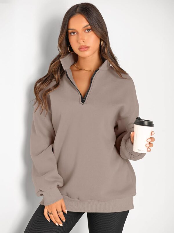 Trendy Queen Womens Oversized Sweatshirts Fall Fashion Hoodies Half Zip Pullover Long Sleeve Shirts Clothes Outfits - Image 2