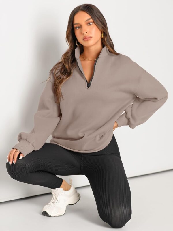 Trendy Queen Womens Oversized Sweatshirts Fall Fashion Hoodies Half Zip Pullover Long Sleeve Shirts Clothes Outfits - Image 5