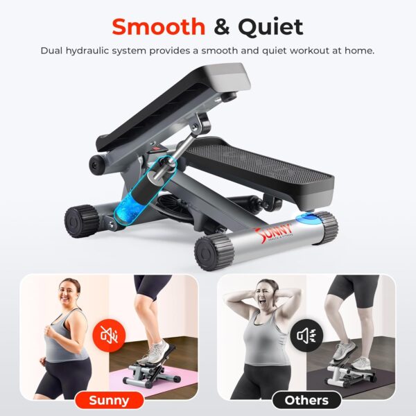 Sunny Health & Fitness Mini Steppers for Exercise at Home, Stair Step Workout Machine with Resistance Bands, Full Body Cardio Equipment, Optional Smart Stepper with SunnyFit App Connection - Image 4