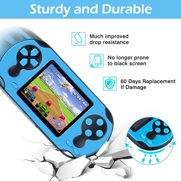 16 Bit Handheld Game Console for Kids Adults, 3.0'' Large Screen Preloaded 230 HD Classic Retro Video Games with USB Rechargeable Battery & 3 Game Cartridges for Birthday Gift for Kids 4-12 - Image 5