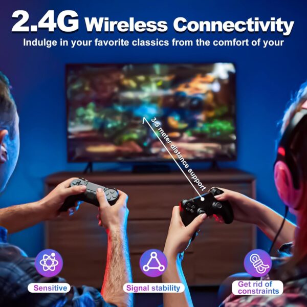 M8 Retro Game-Stick, Revisit Classic Games with Built-in 9 Emulators, 20,000+ Games, 4K HDMI Output, and 2.4GHz Wireless Controller for TV Plug and Play, 64GB - Image 3