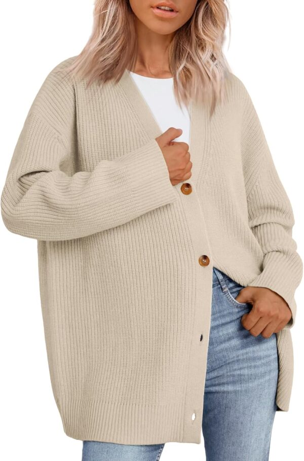 LILLUSORY Women Oversized Cardigan Sweater Fall Outfits Cloth Fashion V Neck Knit Button Front Casual Trendy Tops