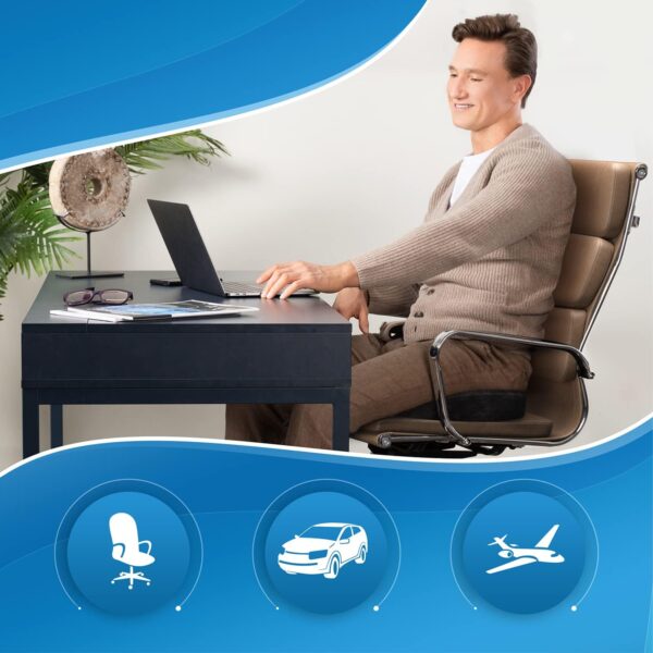 Everlasting Comfort Doctor Recommended Memory Foam Seat Cushions for Office Chairs - HSA FSA Eligible Tailbone Pain Relief Cushion, Sciatica & Back Support, Office Chair Cushion & Car Seat Cushion - Image 6