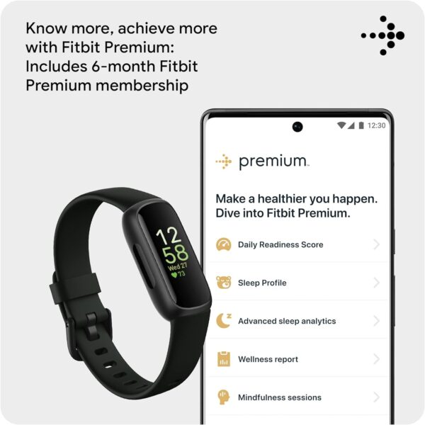 Fitbit Inspire 3 Health &-Fitness-Tracker with Stress Management, Workout Intensity, Sleep Tracking, 24/7 Heart Rate and more, Midnight Zen/Black One Size (S & L Bands Included) - Image 5