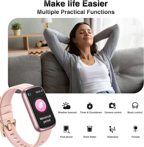 Health Fitness Tracker, Smart Watch with 24/7 Heart Rate Blood Pressure Blood Oxygen Monitor, Sleep Tracker, Calories & Step Tracker, IP68 Waterproof Activity Trackers for Android&iPhone Women Men - Image 4