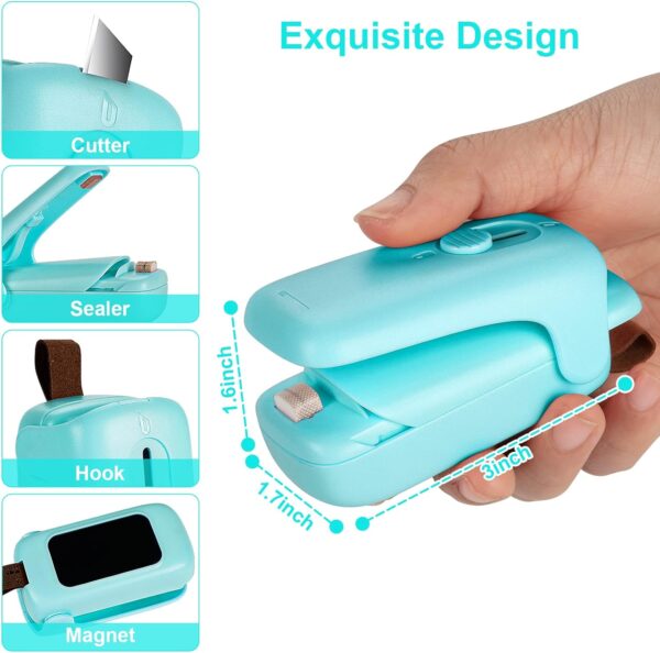 Mini Kenossion Chip Bag Sealer - Heat Seal with Cutter & Magnet, Portable Mini Sealing Machine to Reseal Plastic Bags & Keep Snacks Fresh (2xAA Batteries Included) - Image 2