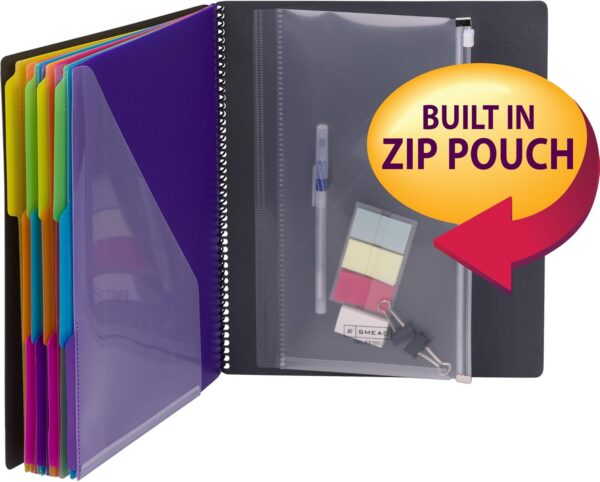 Smead Project Organizer, 24 Pockets, Grey with Assorted Bright Tabs, Tear Resistant Poly, 1/3-Cut Tabs, Letter Size (89206) - Image 3