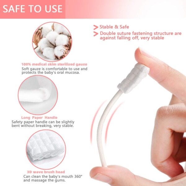 EASICUTI Tongue Cleaner, Toothbrush, 42Pcs Disposable Infant Clean Baby Mouth,Gauze Gum Cleaner Oral Cleaning Stick Dental Care for 0-36 Month Baby+Free 1 Finger - Image 2