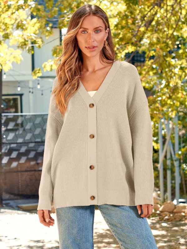 LILLUSORY Women Oversized Cardigan Sweater Fall Outfits Cloth Fashion V Neck Knit Button Front Casual Trendy Tops - Image 2
