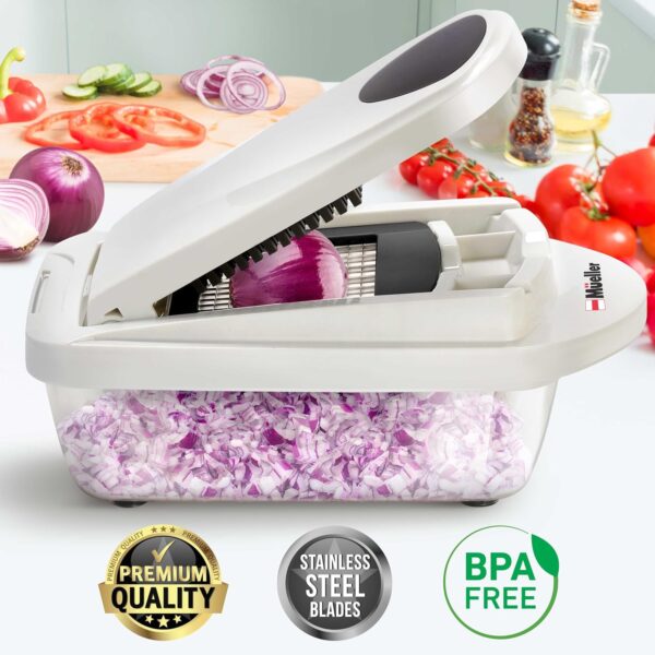 Mueller Pro-Series 10-in-1, 8 Blade Vegetable Chopper, Onion Mincer, Cutter, Dicer, Egg Slicer with Container, French Fry Cutter Potato Slicer, Home Essentials & Kitchen Gadgets, Salad Chopper - Image 2