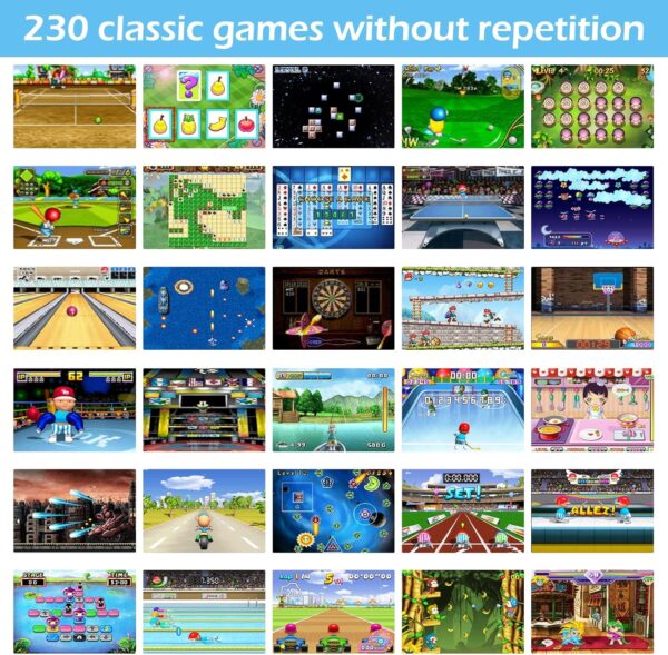 16 Bit Handheld Game Console for Kids Adults, 3.0'' Large Screen Preloaded 230 HD Classic Retro Video Games with USB Rechargeable Battery & 3 Game Cartridges for Birthday Gift for Kids 4-12 - Image 3