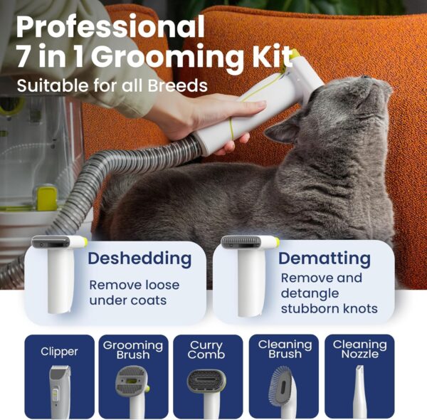 Professional Dog Grooming Vacuum Kit, Dogs & Cats, Direct Handheld Control, 7 Grooming Tools, Deshedding and Dematting for Grooming, Large 2.2L Dust Bin, UL, HEPA Filter - Image 3