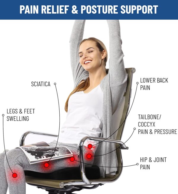 Everlasting Comfort Doctor Recommended Memory Foam Seat Cushions for Office Chairs - HSA FSA Eligible Tailbone Pain Relief Cushion, Sciatica & Back Support, Office Chair Cushion & Car Seat Cushion - Image 7