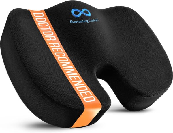 Everlasting Comfort Doctor Recommended Memory Foam Seat Cushions for Office Chairs - HSA FSA Eligible Tailbone Pain Relief Cushion, Sciatica & Back Support, Office Chair Cushion & Car Seat Cushion