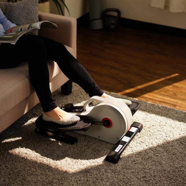 Sunny Health & Fitness Sitting Under Desk Elliptical Exerciser, Portable Pedal Training Machine for Senior Exercise, Peddler for Home/Office Workout, Optional Magnetic, Motorized, Connected or In Pink - Image 8