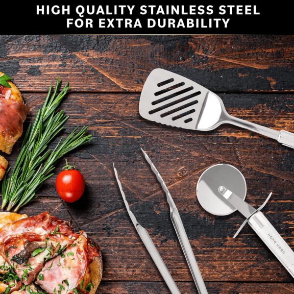 Home Hero Stainless Steel Kitchen Utensils Set - Nonstick Stainless Steel Cooking Utensils Set - Heat Resistant Kitchen Essentials & Metal Kitchen Gadgets (54 Pcs) - Image 6